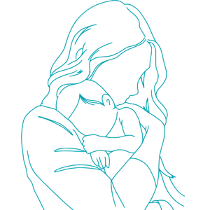 Dessin d'une femme serrant son enfant